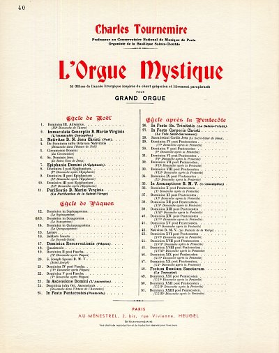 C. Tournemire: L'Orgue mystique Vol.40