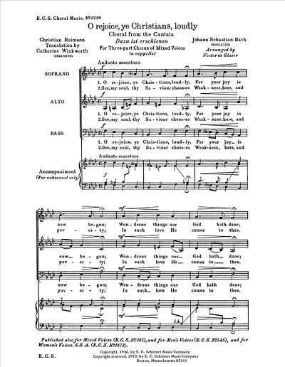J.S. Bach: O Rejoice, Ye Christians, Loudly, Gch3;Klv (Chpa)