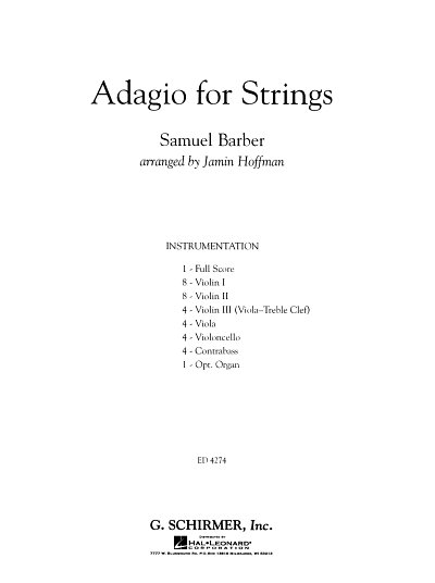 S. Barber: Adagio For Strings - Score Only, Stro (Part.)