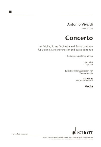A. Vivaldi: Concerto g-Moll op. 12/1 RV 317, VlStroOrg (Vla)