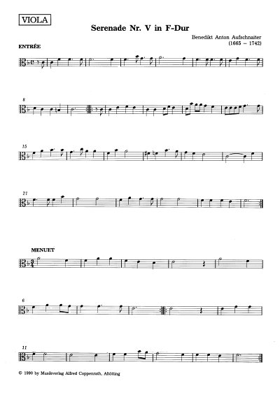 B.A. Aufschnaiter: Serenade Nr. 5 F-Dur aus 