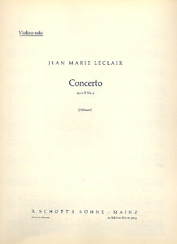 J.-M. Leclair: Concerto B-Dur op. 10/1 , VlStrBc (Vlsolo)