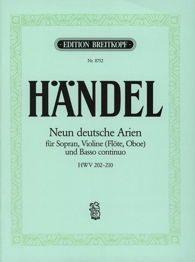 G.F. Händel: 9 deutsche Arien HWV202-210, GesSVlBc (Pa+St)