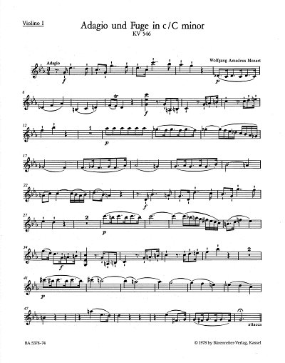 W.A. Mozart: Adagio und Fuge für Streicher c-Moll KV 546