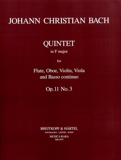 J.C. Bach: Quintett F-dur op. 11/3, FlObVlAvBc (Pa+St)