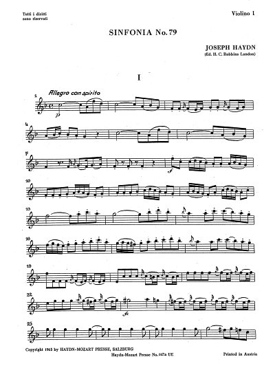 J. Haydn: Sinfonia Nr. 79 Hob. I:79 , Sinfo (Vl1)