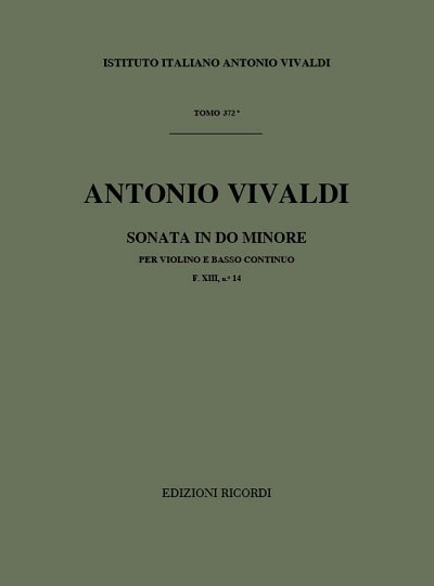 A. Vivaldi: Sonata in Do Min Rv 6 Per Violino , VlBc (Part.)
