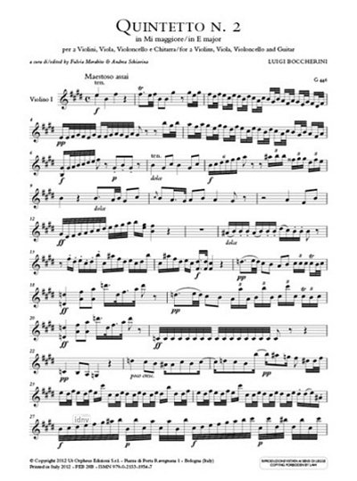 L. Boccherini: Quintet No.2 in E major G.446