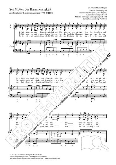 DL: M. Haydn: Sei Mutter der Barmherzigkeit B-Dur MH 675 (Pa
