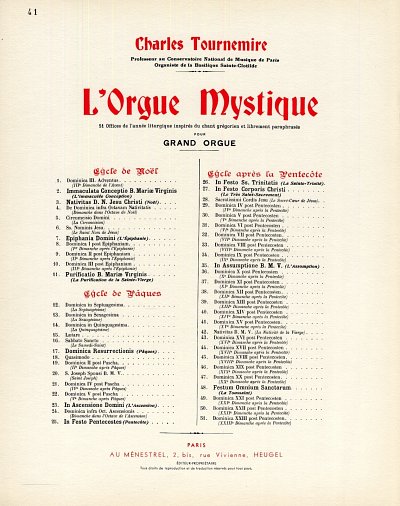C. Tournemire: L'Orgue mystique Vol.41
