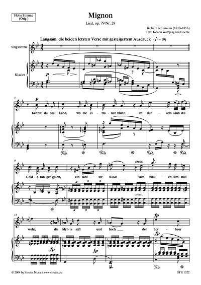DL: R. Schumann: Mignon Lied, op. 79, Nr. 29