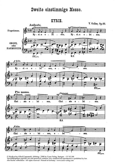 G. Vincenz: Zweite Messe, Singstimme, Orgel