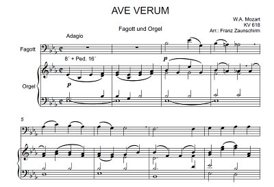 DL: W.A. Mozart: Ave verum corpus, FagOrg (Par2St)