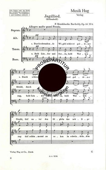 F. Mendelssohn Barth: Jagdlied, Gch (Chpa)