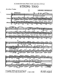 L. Berkeley: String Trio Op.19, 1Str (Part.)