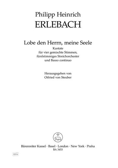 P.H. Erlebach: Lobe den Herrn, meine Seele (Part.)