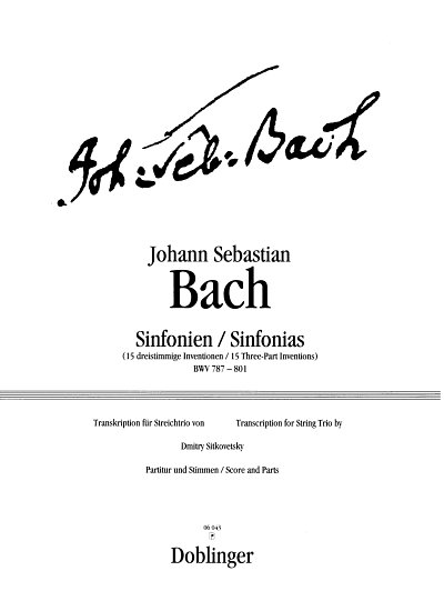 J.S. Bach: 15 dreistimmige Sinfonien BWV 78, VlVlaVc (Pa+St)