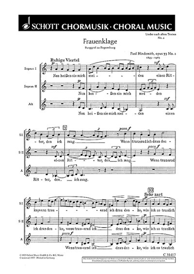 DL: P. Hindemith: Lieder nach alten Texten, Gch5 (Chpa)