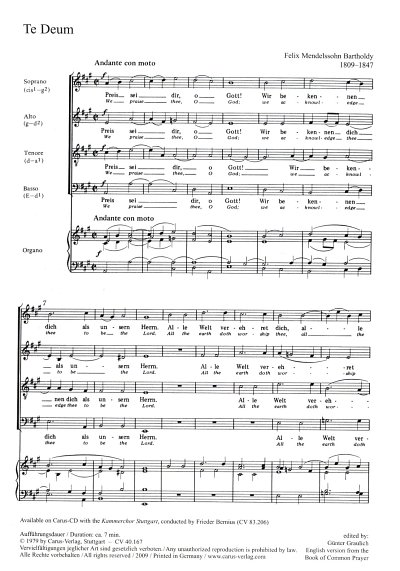 F. Mendelssohn Bartholdy: Te Deum a 4 A-Dur (1832)