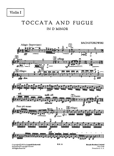 J.S. Bach: Toccata and Fugue d minor BWV 565, Sinfo (Vl1)