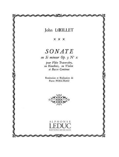 J.-B. Loeillet: John Loeillet: Sonate Op.3, No.10 in (Part.)