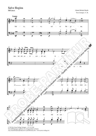 DL: M. Haydn: Salve Regina B-Dur, GCh4 (Part.)