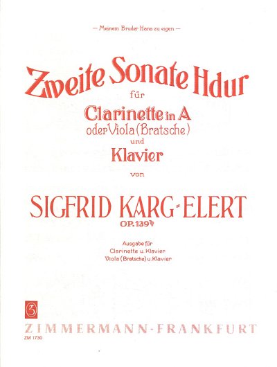 S. Karg-Elert: Sonate 2 H-Dur Op 139b - Va (Klar-A) Klav