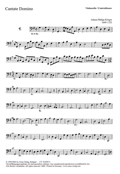 J.P. Krieger: Cantate Domino (Singet dem Her, GesS2VlBc (Bc)