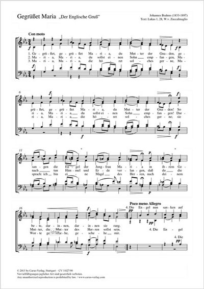 DL: J. Brahms: Der Englische Gruß Es-Dur op. 22, 1, GCh4 (Pa