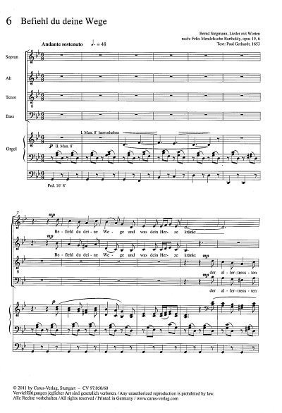 F. Mendelssohn Bartholdy: Befiehl Du Deine Wege Op 19/6 (Lie