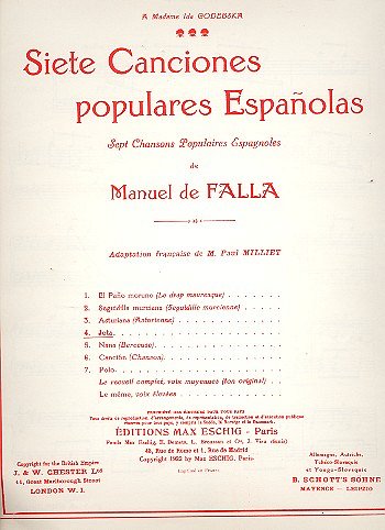 Siete Canciones Populares Espanolas N 4 Jota Vx