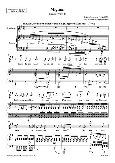 DL: R. Schumann: Mignon Lied, op. 79, Nr. 29