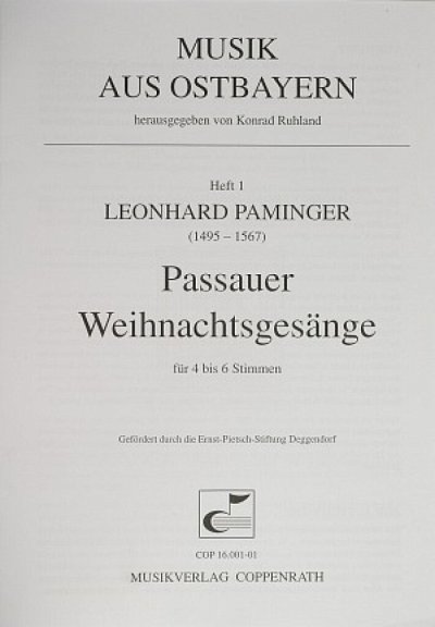 Paminger Leonhard: Passauer Weihnachtsgesaenge Musik Aus Ost