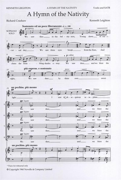 K. Leighton: A Hymn Of The Nativity (Bu)