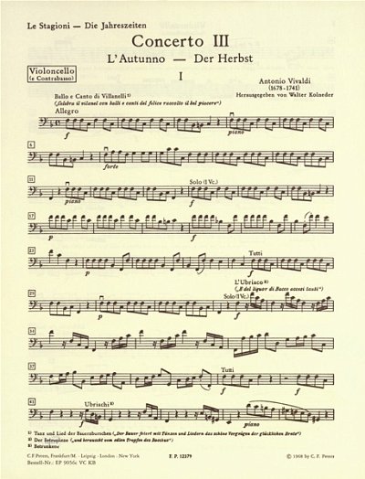 A. Vivaldi: Die Jahreszeiten - Konzert F-Dur op. 8/3  (VcKb)