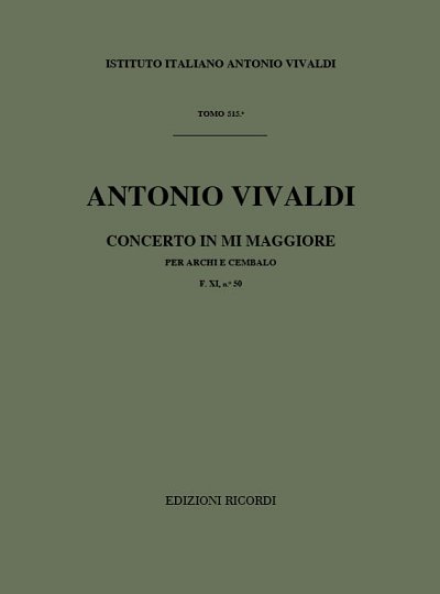 A. Vivaldi: Sinfonie Per Archi E B.C.: In Mi R, Stro (Part.)