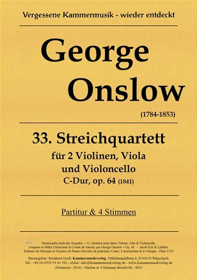G. Onslow: Streichquartett Nr. 33 C-Dur op., 2VlVaVc (Pa+St)