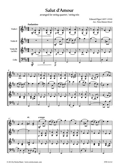 DL: E. Elgar: Salut d'Amour arranged for string quartet / st