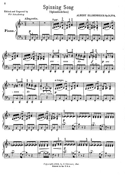 Spinning Song, Op. 14, No. 4, Klav