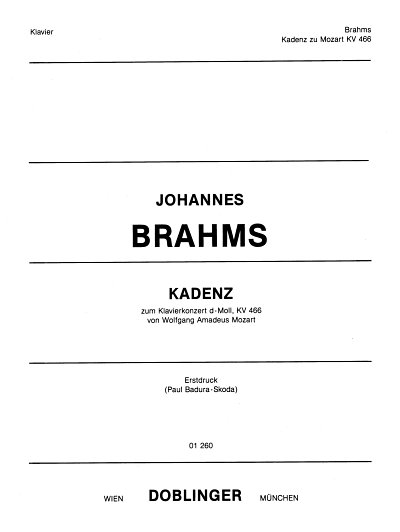 J. Brahms: Kadenz zum Klavierkonzert d-Moll KV 466, Klav