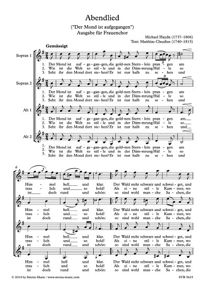 DL: M. Haydn: Abendlied, Frauenchor (SSAA)