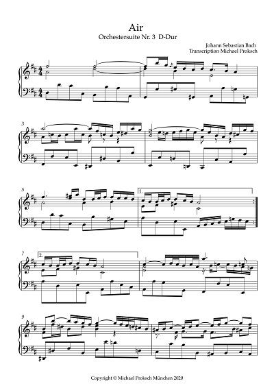 DL: J.S. Bach: Air (Orchestersuite Nr. 3 D-Dur), Klav