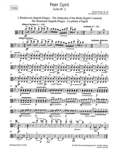 E. Grieg: Peer Gynt – Suite Nr. 2 op. 55