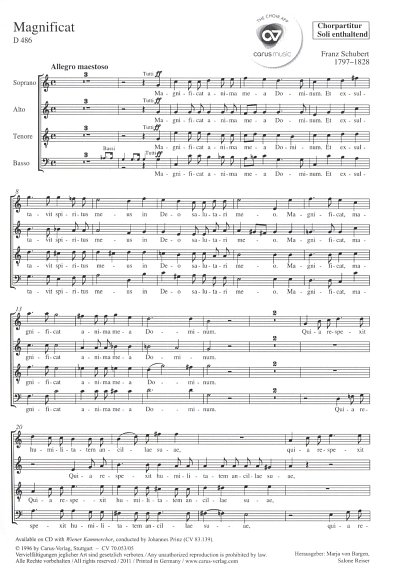 F. Schubert: Magnificat in C D 486, 4GesGchOrchO (Chpa)