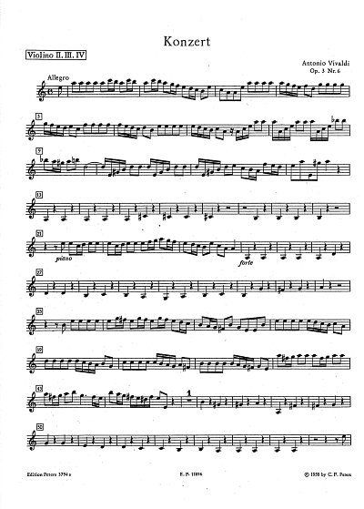 A. Vivaldi: Konzert für Violine, Streicher und Basso continuo a-Moll op. 3 Nr. 6 RV 356