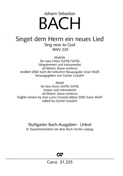 J.S. Bach: Singet dem Herrn ein neues Lied , Gch8;Bc (Part.)