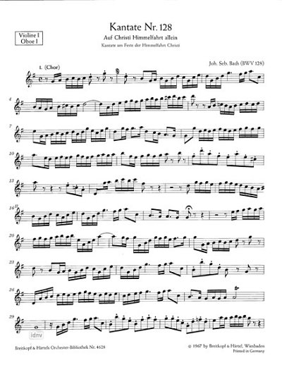 J.S. Bach: Kantate BWV 128 _Auf Christi H, 3GesGchOrch (Vl1)