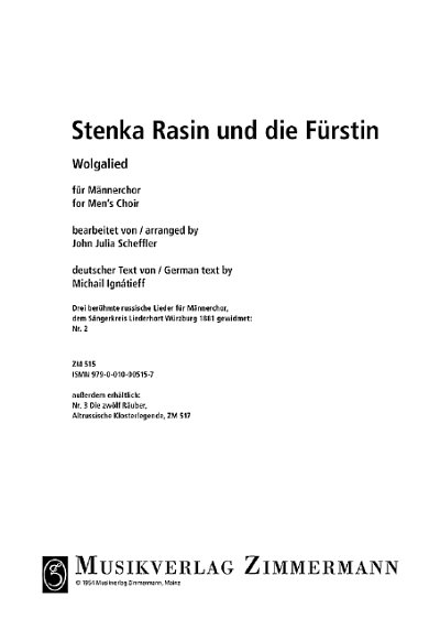 DL: Stenka Rasin und die Fürstin, Mch (Chpa)