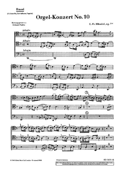 G.F. Händel: Orgel-Konzert Nr. 10 d-Moll op. 7/4 , 2ObFagStr