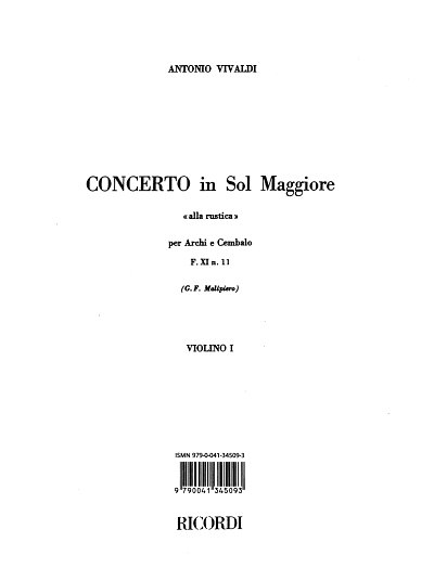 A. Vivaldi: Concerto Per Archi E B.C.: In Sol 'Alla Rustica'
